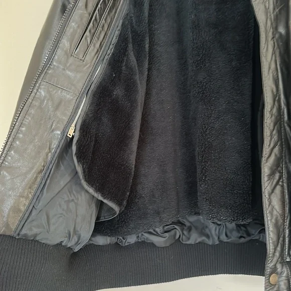 $1499 FURY Men’s Luxury Black Leather Bomber Utility Jacket Vest Coat size 44 - Picture 6 of 10